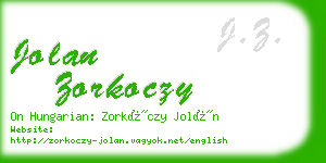 jolan zorkoczy business card